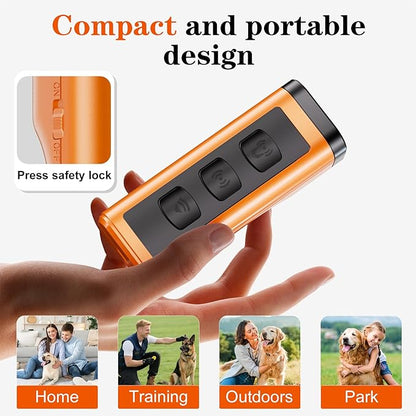 Dog Bark Deterrent Devices Rechargeable Anti-Barking Device for Dogs 50ft Long Range Ultrasonic Correct Your Dog's Bad Behavior at the Push of aButton Better Than Shock Collars or Dog Training Collars