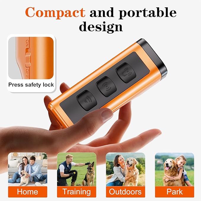 2 Pack Dog Bark Deterrent Devices Rechargeable Anti-Barking Device for Dogs 50ft Long Range Ultrasonic Correct Your Dog's Bad Behavior at the Push of aButton Better Than Shock Collars