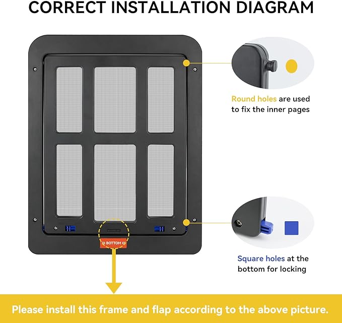 Enjoying Cat Door for Screen Doors, Passage Opening 8.3" x 10.3", Access Freely, Magnetic Swing Flap, Small Pet Door for Sliding Doors Window, Lockable, Black