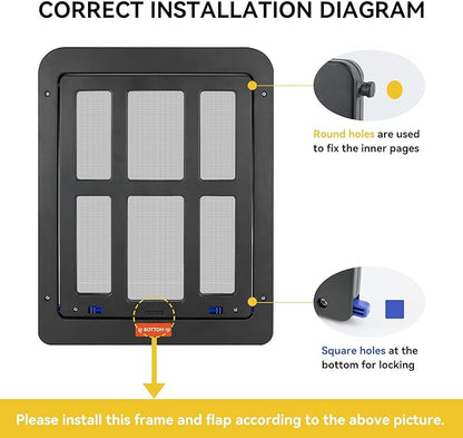 Enjoying Cat Door for Screen Doors, Passage Opening 8.3" x 10.3", Access Freely, Magnetic Swing Flap, Small Pet Door for Sliding Doors Window, Lockable, Black