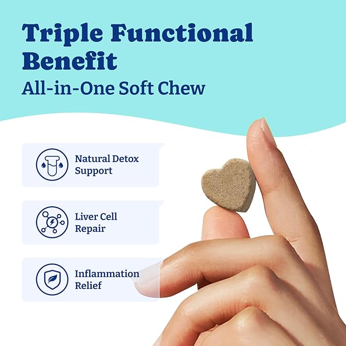 Milk Thistle Liver Support Chews for Dogs – Soft Chews with NAC, Curcumin, Choline & Dandelion – Supports Liver Function, Antioxidant Defense & Immune Health – Duck & Pear Flavor – 120 Count