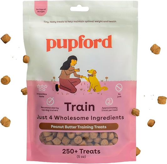 Pupford Training Treats for Dogs & Puppies, 250+ Four Ingredient Bites (Peanut Butter, 5 oz)