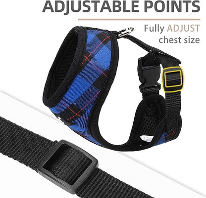 PUPTECK Soft Mesh Dog Harness and Leash Set Pet Puppy Cat Comfort Padded Vest No Pull Harnesses, Navy Blue, S