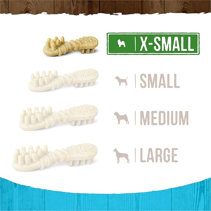 Merrick Fresh Kisses Natural Dental Chews Toothbrush Treat Shape Infused with Real Mint for Tiny Dogs 5-15 Lbs - 20 ct. Bag (Pack of 2)