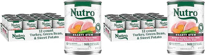 Nutro Hearty Stew Canned Wet Dog Food, Natural Grain Free Dog Food Wet Cuts in Gravy Roasted Turkey with Green Bean & Sweet Potato Stew, 12.5 oz. Cans (12 Count, Pack of 2)