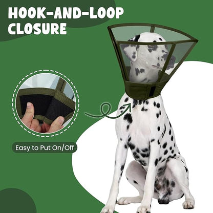 Dog Cone Collar for Dogs After Surgery,Transparent Dogs Cone Stop Licking,Foldable Dog Recovery Collars & Cones Anti-Bite Lick Protective Wound,Protective Elizabethan Collar Alternative,Green,M