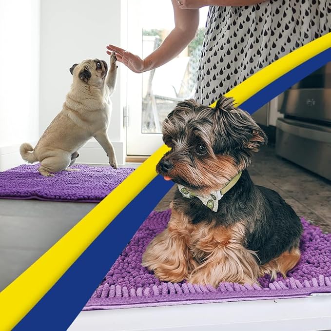 Muddy Mat® | Super Absorbent Door Mat Indoor, Microfiber Quick Dry Chenille Entryway Rug, Non-Slip Front Door Mat, Indoor Mats for Entryway, Machine Washable Pet Rug, Purple 36"x60"