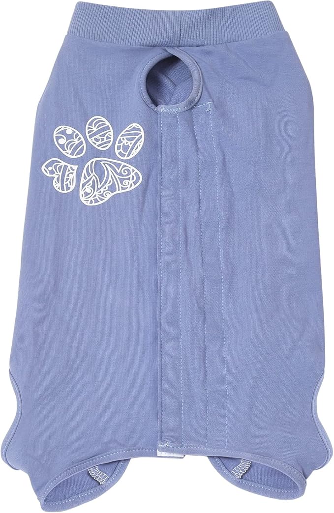 Jiupety Dog Recovery Suit Adjustable, Not Fit Slim and Long Body, Dogs Suit for Surgery Recovery, 2XL Size, Anti-Licking Surgical Dog Onesies, Blue & Paw