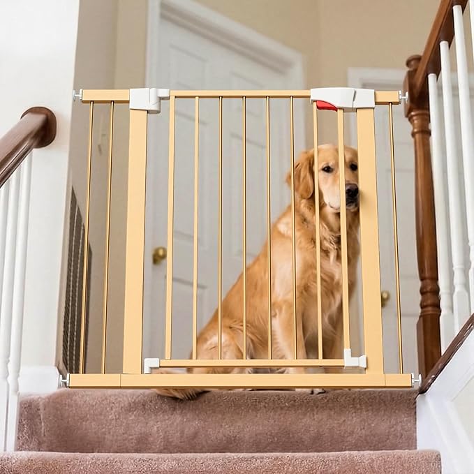 HIDROSIL Pet Gate Door Fits for Stairs, Narrow and Wide Doorways with Auto Close, Easy Install, Pressure Mounted for Pets, Dog/Puppy, Yellow