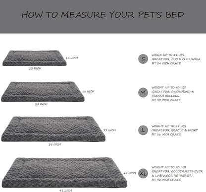 Washable Dog Bed Mat Crate Pad Soft Fluffy Pet Kennel Beds Dog Sleeping Mattress for Large Jumbo Medium Small Dogs, 23 x 17 Inch, Gray