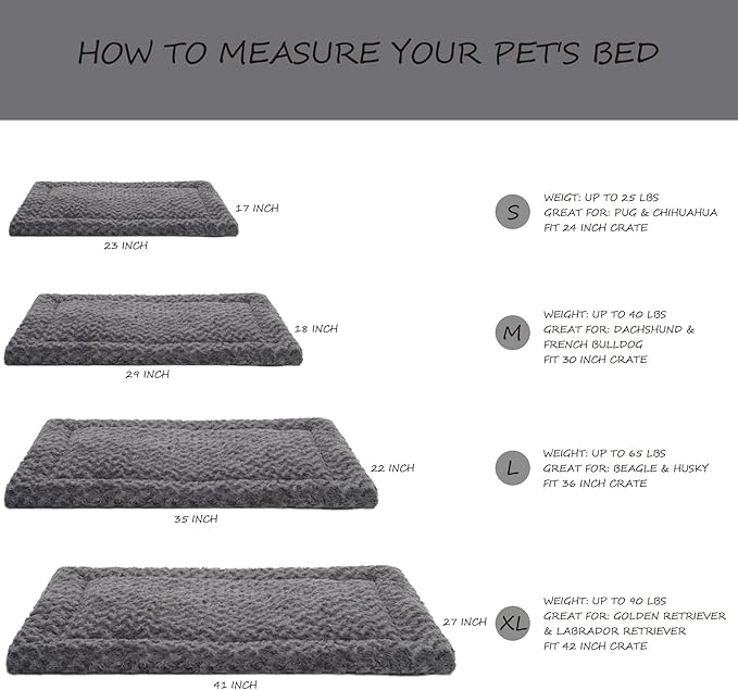 Washable Dog Bed Mat Dog Crate Pad Soft Fluffy Pet Kennel Beds Dog Sleeping Mattress for Large Jumbo Medium Small Dogs, 29 x 18 Inch, Gray