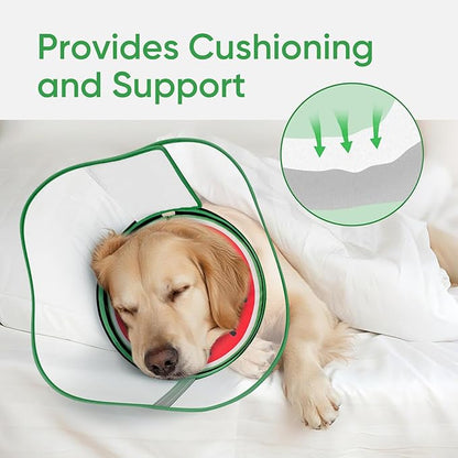 Sponge Dog Cone Collar, Dog Recovery Collar Alternative with Detachable High Clear Shield, Adjustable Soft Neck Cone for Small Medium Large Dogs, Stop Licking After Surgery (Watermelon,XXL)