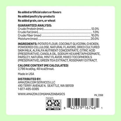 Amazon Basics Dental Dog Treats to Help Clean Teeth & Freshen Breath for Small Dogs, Small, Unflavored, Per Pack: 60 Count, 2.25 pounds (Previously Wag)