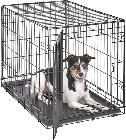 MidWest Homes for Pets 30-Inch iCrate for Medium Breeds, 21-40 lbs, Single Door Folding Dog Crate with Divider Panel, Leak-Proof Tray & Secure Latch, Portable, Durable & Easy to Assemble