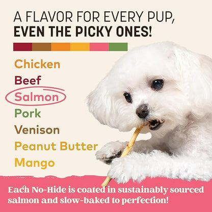 Earth Animal No Hide Stix - Long Lasting Rawhide Free Small Dog Chews Sticks, Salmon - 10 Count