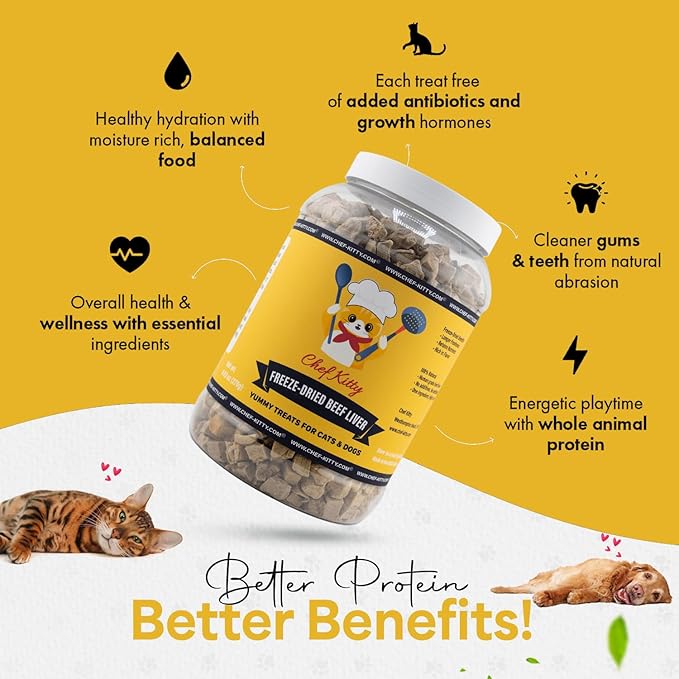 Freeze Dried Beef Liver Dog Treats | Healthy Kitten Treats, Single Ingredient, Raw | High Protein Cat & Dog Food Toppers, Grain-Free | Inspected & Tested in USA | 3.9 oz