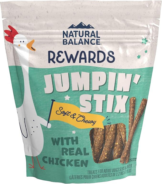 Natural Balance Limited Ingredient Rewards Jumpin' Stix, Grain-Free Dog Treats for Adult Dogs of All Breeds, Chicken Recipe, 10 Ounce (Pack of 1)