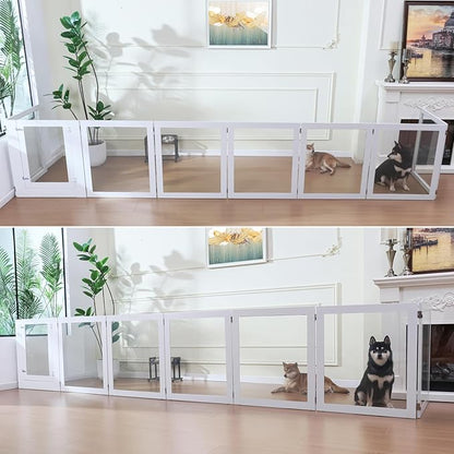 Heavy Duty Clear Acrylic Dog Playpen, 32" Height Transparent Pet Pen, Metal Frame Easy Assemble Kennel Enclosure, Ideal for Small to Medium Dogs, Cats, and Other Small Pets