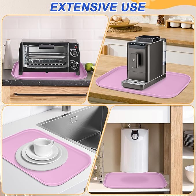 SMILOOL Silicone Pet Feeding Mat with Raised Edge for Food and Water, Dog Bowl Mats, Cat Bowls Placemat with High Lip for Floor Waterproof, Rubber Tray for Cats and Dogs 22 x 14 x0.8 Light Pink