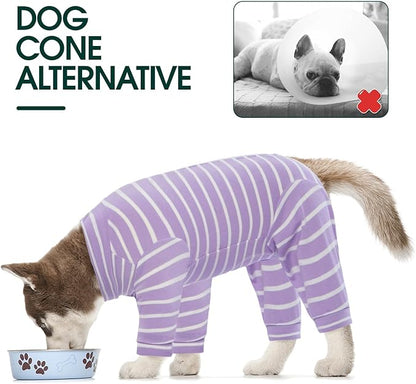 Kuoser Recovery Suit for Medium Dogs After Surgery, Long Sleeve Dog Surgery Recovery Suit, Dog Onesie for Abdominal Wounds Skin Disease, Purple L