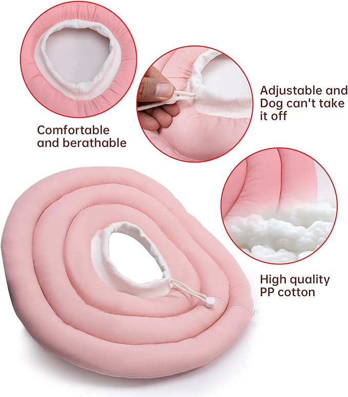 Soft Dog Cones, Recovery Dog Donut Collar After Surgery-Cone of Shame Alternative, Pet Elizabethan E-Collar Anti-Bite Lick Wound Healing Adjustable for Small Large Medium Dogs,L