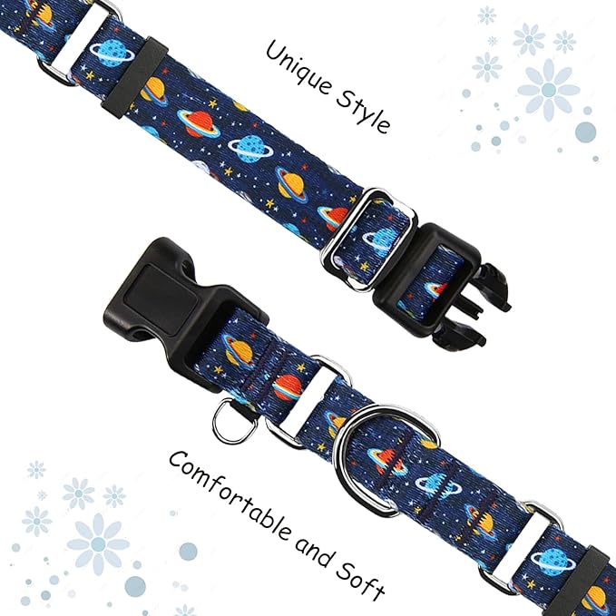 Martingale Dog Collars with Buckle No Slip Training Boy Dog Collar for Medium Dogs (Blue Space, Medium)