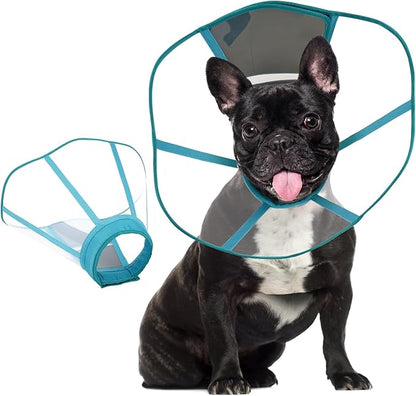 Clear Dog Cone, Elizabethan Collar for Dogs to Stop Licking, Plastic Pet E-Collar Alternative After Surgery, Adjustable Dog Recovery Cone for Wound Healing