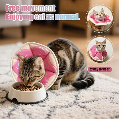 Cat Cone Collar Soft, Comfortable E Collar for Cats After Surgery, Recovery Elizabethan Collar for Cats Kitten to Stop Licking, Pink S