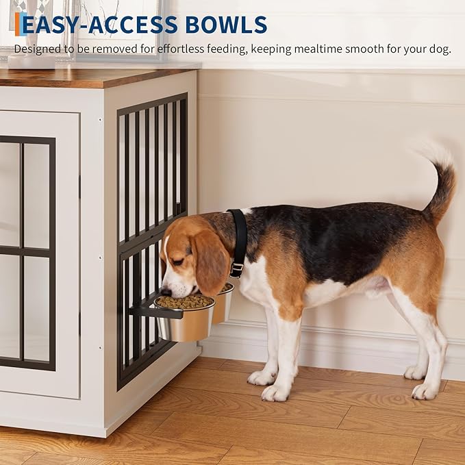 40'' Wooden Dog Crate Furniture, Liftable Top Escape Proof Pet House, Heavy Duty Indestructible, Decorative Pet Crate House End Table TV Stand for Large Breed Medium Small High Anxiety Dogs