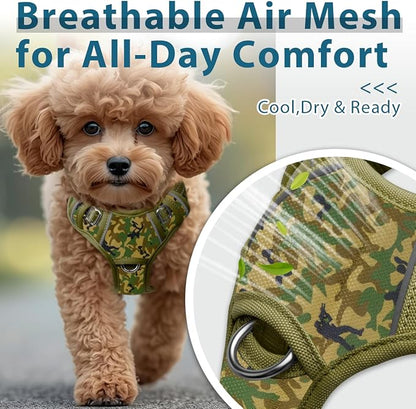 BARKBAY Dog Harness No Pull with ID Tag Pocket - Heavy Duty, Reflective, Easy Control for Large Dogs(Camo,XS)