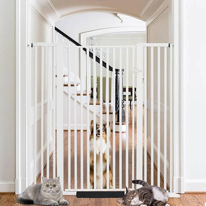 SHYUJAJIE 55 Inch Extra Tall Pet Gate for Cats,29.92"-48" Adjustable Wide Dog Gates,Pressure Mounted Walk Through Tall Pets Gate for Doorways,Hallway,Stairs(White)