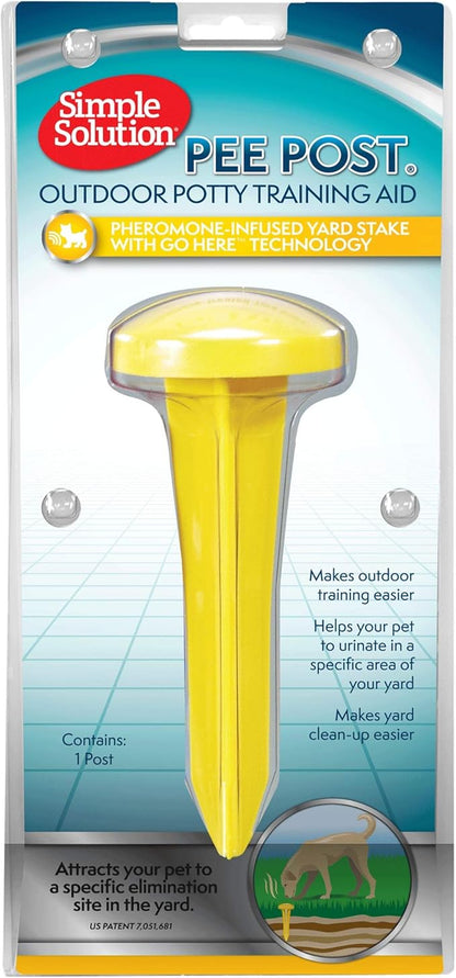 Simple Solution Pee Post Outdoor Dog Training Aid, 13-Inch Pheromone-Infused Stake for Puppy Potty Training, Yard Marking, and Housebreaking, Dog Pee Attractant for Lawn & Garden (Pack of 6)