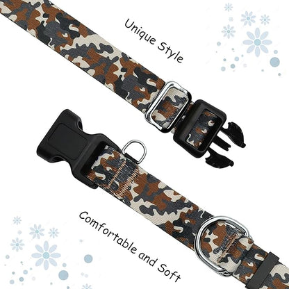 Martingale Collar for Dogs with Buckle No Pull Adjustable Nylon Limited Slip Training Dog Collars (Camouflage, Medium)