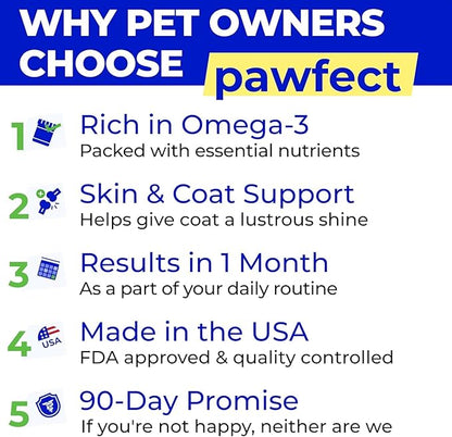 PAWFECTCHEW Fish Oil for Dogs - Natural Omega-3 - Skin & Coat Support - Liquid Food Supplement for Pets - Natural EPA + DHA Fatty Acids for Joints, Immune & Heart Health 16 fl oz