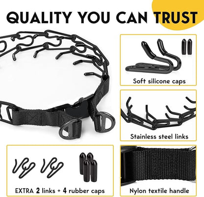 PetJett ProTrainer Prong Collar for Dogs - Choke Collar for Dogs, Pinch Collar for Dog Adjustable No Pull Training Collar for Small Medium Large Dog - Safety Durable Stainless Steel Metal Choker Chain