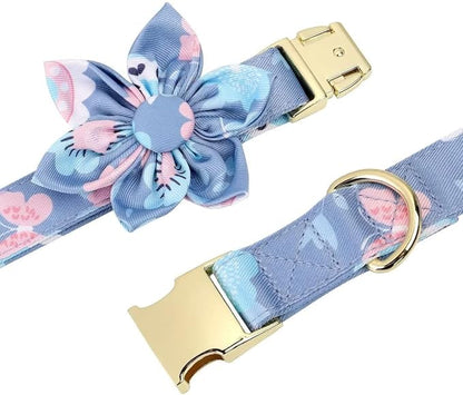 Beirui Cute Girl Dog Collars, Harnesses & Leashes Set - Adjustable Dog Collar and Leash Set with Flower - Soft Mesh Dog Vest Harness for Puppies Small Medium Dogs (Purple,S)