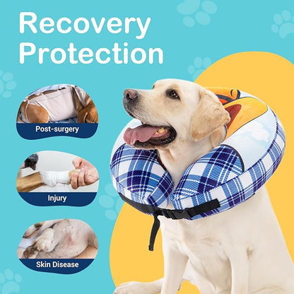 Avont Inflatable Dog Cone After Surgery, Soft Donut Collar to Stop Licking, E Collar Alternative for Small Medium Large Dogs - Cowboy(M)