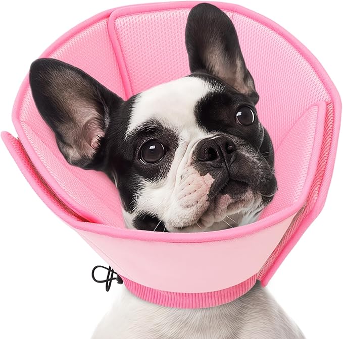 AOFITEE Dog Cones for Medium Dogs, Soft Dog Cone Collar After Surgery, Adjustable Cone for Dogs to Stop Licking, Breathable Pet E-Collar Alternative for Wound Healing(Pink,Medium)