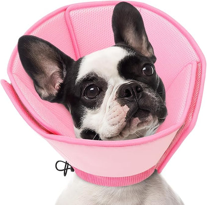 AOFITEE Soft Dog Cone Collar, Adjustable Dog Cone for Dogs to Stop Licking, Dog Cones for Small Medium Large Dogs, Breathable Elizabethan Collar Wound Healing After Surgery(Pink,S)
