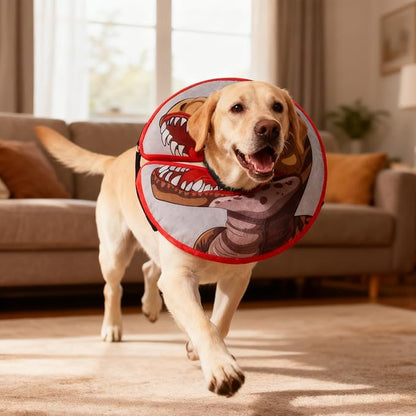 EXPAWLORER X-Large Widen Soft Dog Cone Collar - Inflatable Dog Neck Donut Collar Alternative After Surgery to Stop Licking,Adjustable Protective Recovery E Collar(Dinosaur)