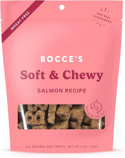 Bocce's Bakery Oven Baked Salmon Recipe Treats for Dogs, Wheat-Free Everyday Dog Treats, Made with Real Ingredients, Baked in The USA, Natural Soft & Chewy Cookies, Salmon, 6 oz
