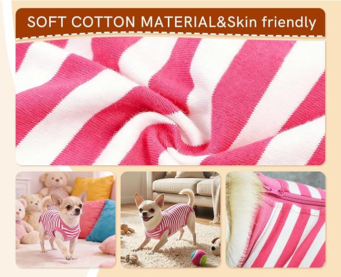 Dog Recovery Suit Post Surgery Shirt,Large Female Spay Wound Protective Suit,Pink L