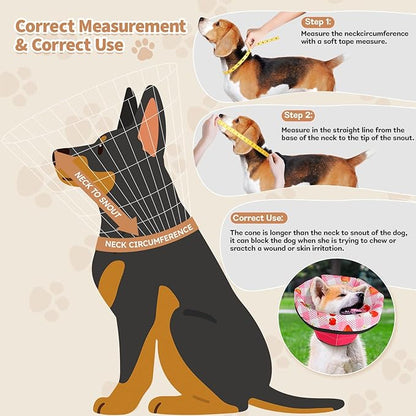 Soft Dog Cone Collar After Surgery: Adjustable Long Foldable Comfy Recovery Shame Elizabethan Stop Licking Small Medium Large Dogs (Red, S)