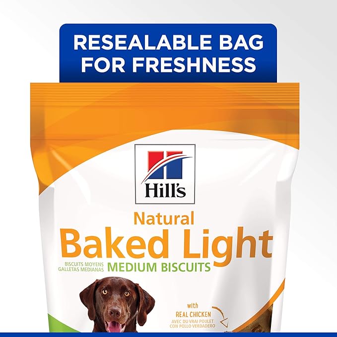Hill's Natural Baked Light Biscuit Treats for Medium-Sized Dogs, Chicken, 8 oz. Bag