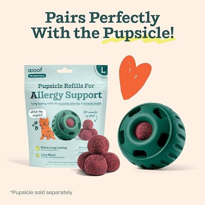 WOOF Pupsicle Refill Pops for Allergy Support for Dogs - Allergy Dog Treats for the Pupsicle Toy to Support Your Dog’s Natural Immune Defenses - Large Pops - 7 Count - 2 Pack