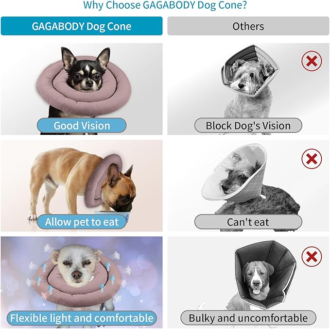 Comfortable Adjustable Soft Dog Cone Alternative After Surgery - Elizabethan Donut Collar for Cats, Medium & Small Dogs - Different Sizes
