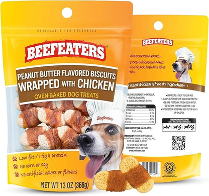 Beefeaters Peanut Butter Dog Biscuits with Real Chicken 13 oz - Oven-Baked, High-Protein, Low-Fat Treats for Small, Medium & Large Dogs – Ideal for Training, Dental Benefits, No Artificial Ingredient