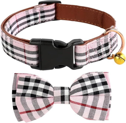 Yizepet Dog Collar with Bow Tie- Adjustable pet Collar for Dogs with Plastic Buckle Collar, Stylish Pattern for Small Medium or Large Boy and Girl Dog and Cat