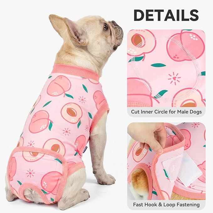 cyeollo Dog Surgery Recovery Suit, Soft Dog Onesie, E-Collar & Cone Alternative, Spay Neuter Suit for Male Female Dogs, Anti-Licking Wound Surgical Clothes, Comfy Body Suit for Small Dogs, Peach M