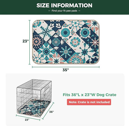 FXW Washable Pee Pads for Dogs, Puppy Pads with Super Absorbent, Specifically Designed for 36inch Cages, 23" x 35" Rectangle, Tie-Dye Beige, 2 Packs